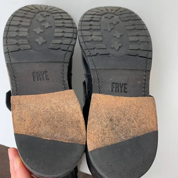 Frye Natalie Triple Buckle Ankle Short Boots Black Booties Womens 8 - Picture 13 of 16